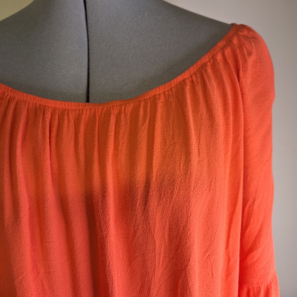 Women's Watermellon Semi Cropped Ruffled Top. Size Med/Large - Picture 2 of 6